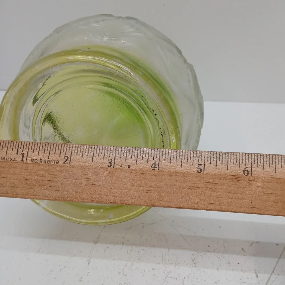 VTG Art Decorative Large Roman Glass Green Vase Diamond Cut Pattern Retro Decor